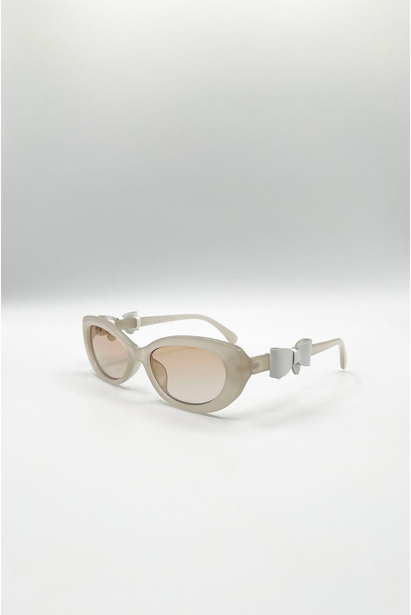 Bow Side Detail Sunglasses In Nude - Removeable Bow SG2601034