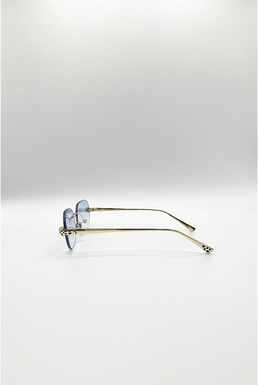 Jaguar Detail Rimless Sunglasses In Blue SG2601120