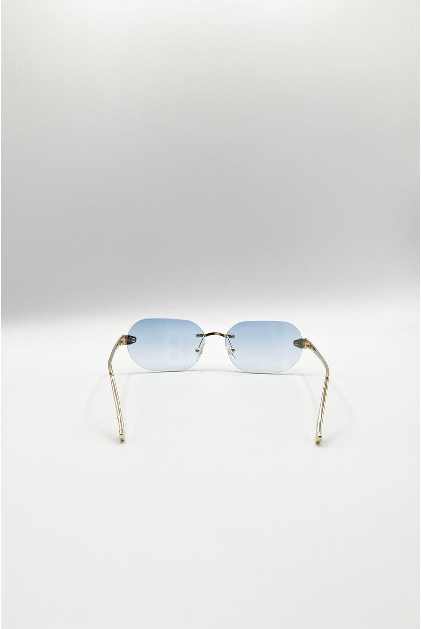 Jaguar Detail Rimless Sunglasses In Blue SG2601120