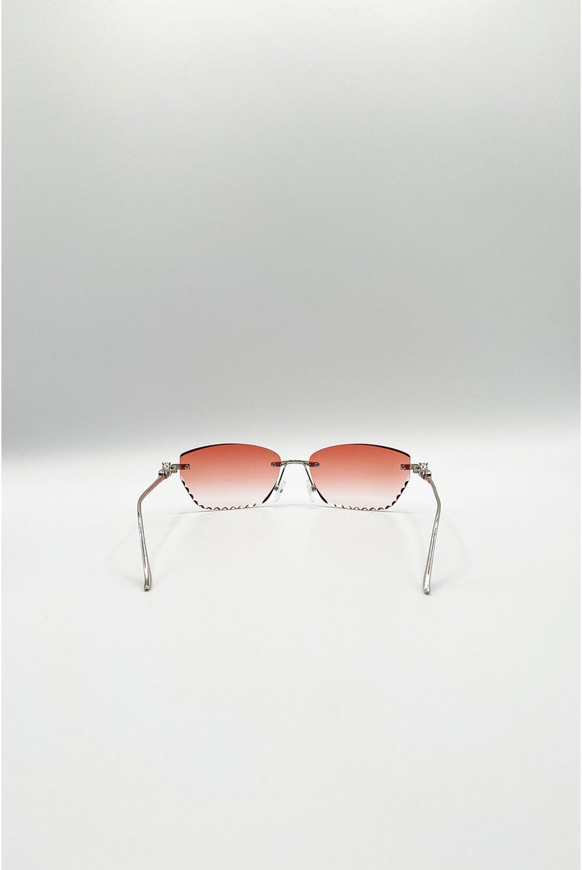 Cat Eye Rimless Sunglasses In Orange SG2601213