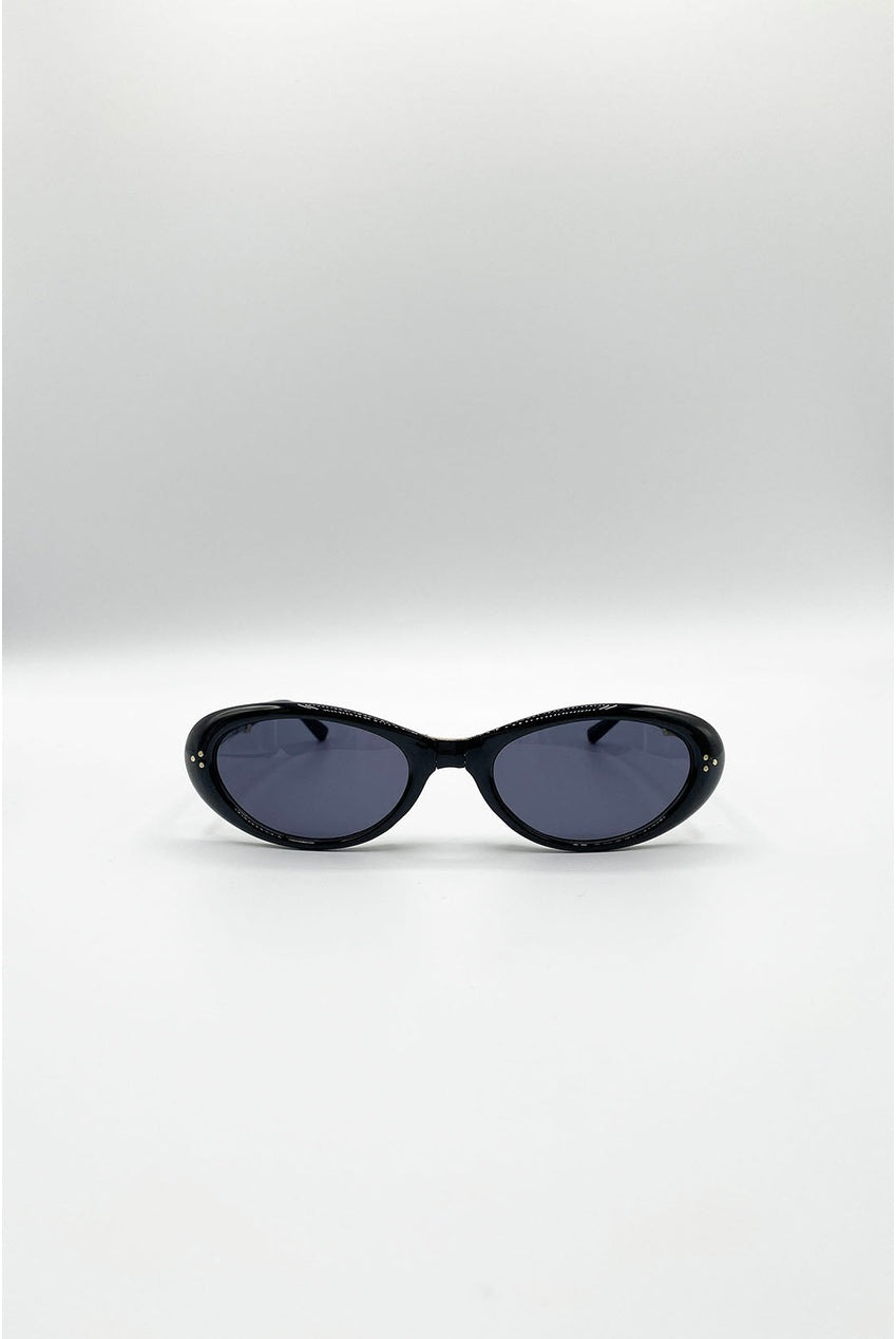 Oval Foldable Sunglasses In Black SG2601302