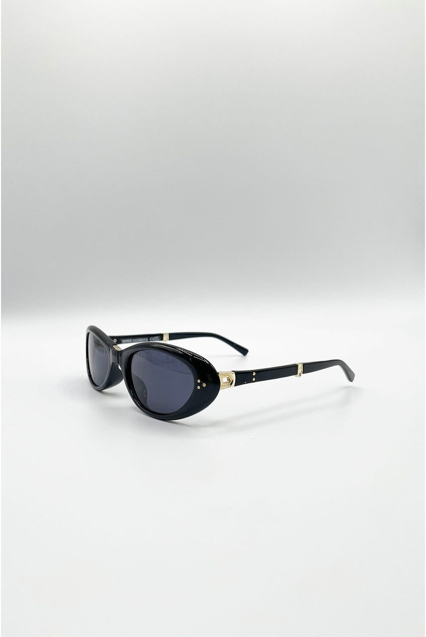 Oval Foldable Sunglasses In Black SG2601302