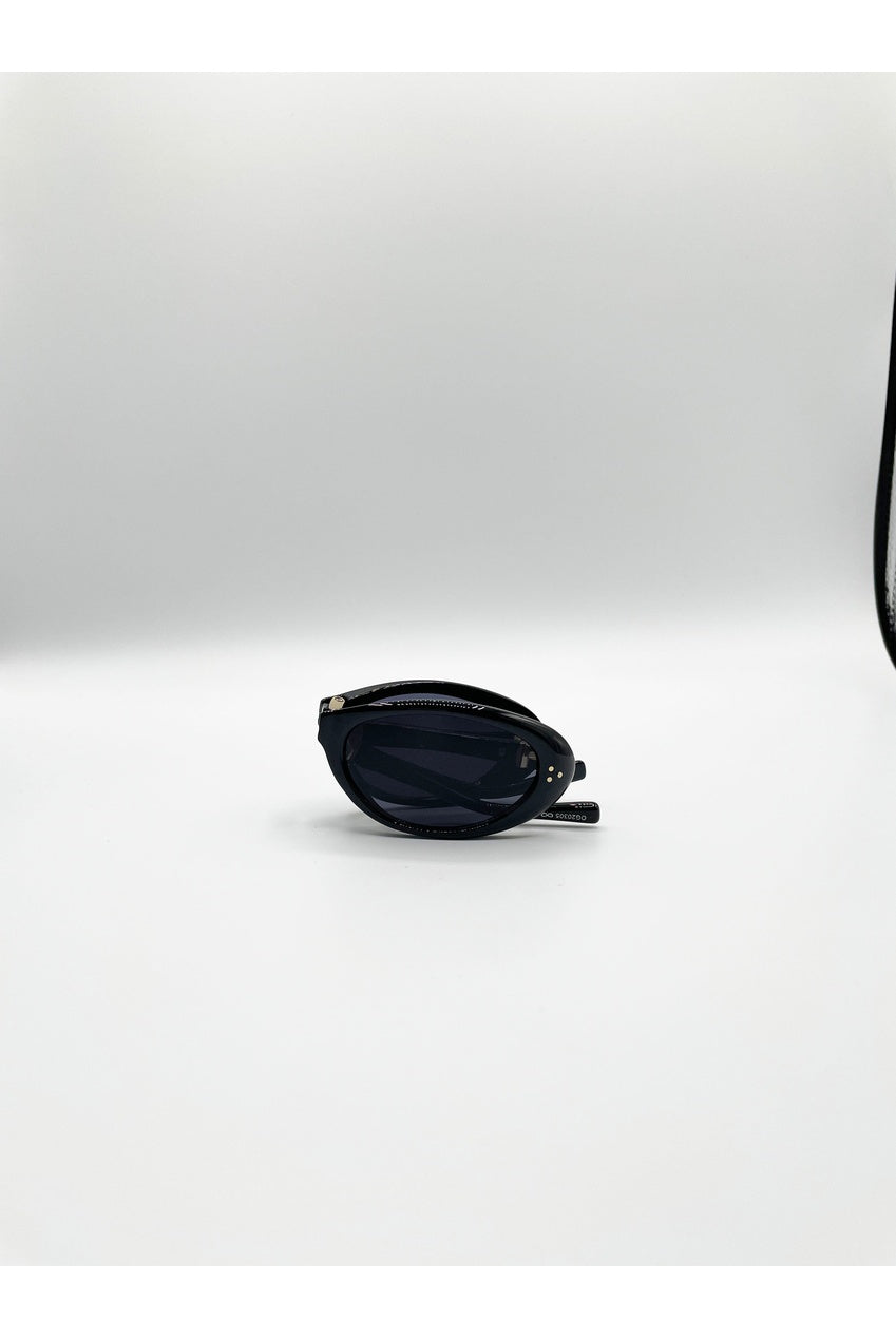 Oval Foldable Sunglasses In Black SG2601302