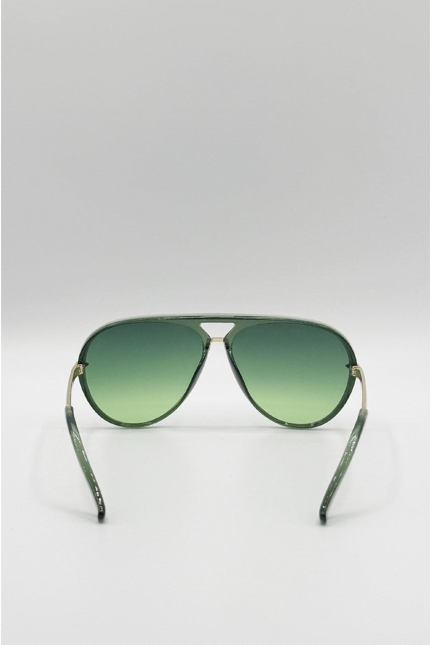 Bold Aviator Metal Arm Sunglasses In Green In Green SG2601617