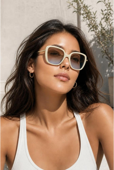 Oversized Square Sunglasses In Beige by SVNX