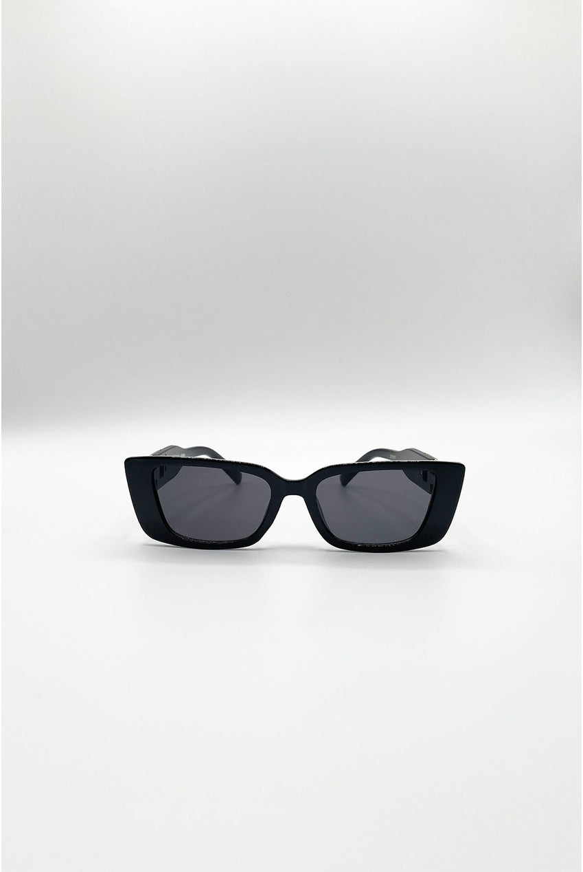Rectangle Cateye Side Detail Sunglasses In Black/Gold SG2601802