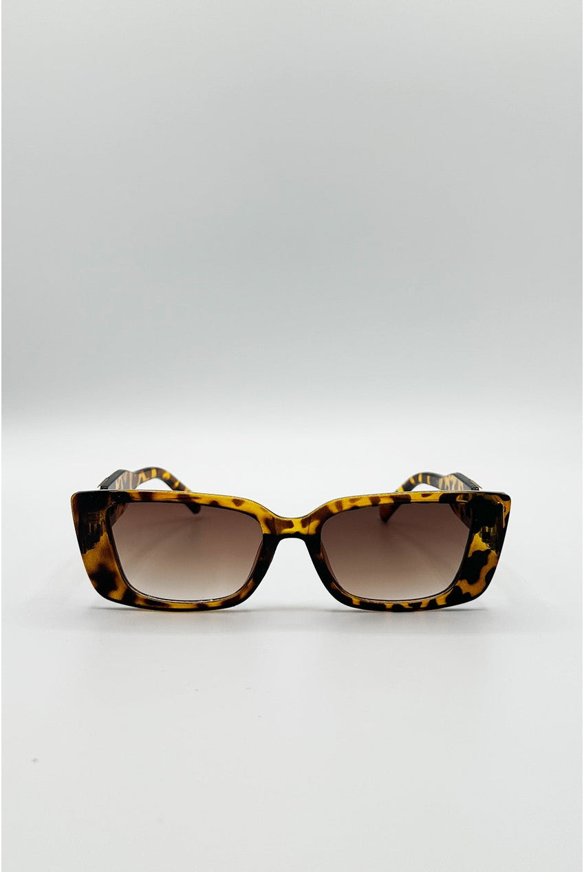 Rectangle Cateye Side Detail Sunglasses In Leopard SG2601805