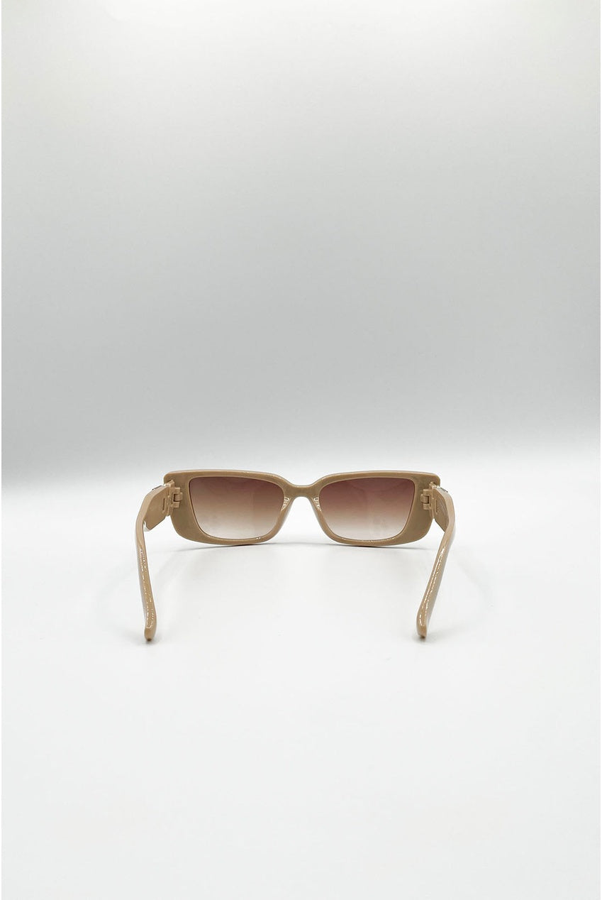 Rectangle Cateye Side Detail Sunglasses In Khaki SG2601828
