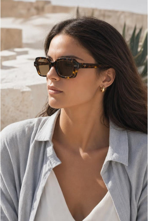 Bold Square Sunglasses In Tortoiseshell by SVNX