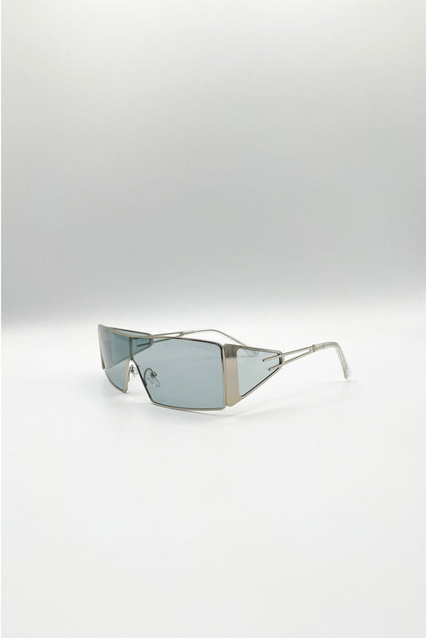Retangle Flattop Metal Sunglasses In Black by SVNX