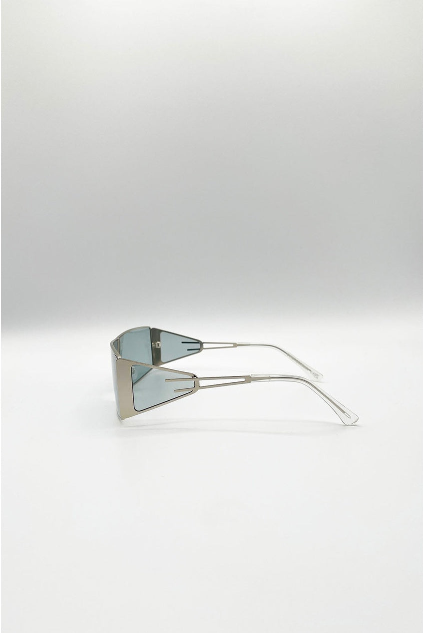 Retangle Flattop Metal Sunglasses In Black SG2603402