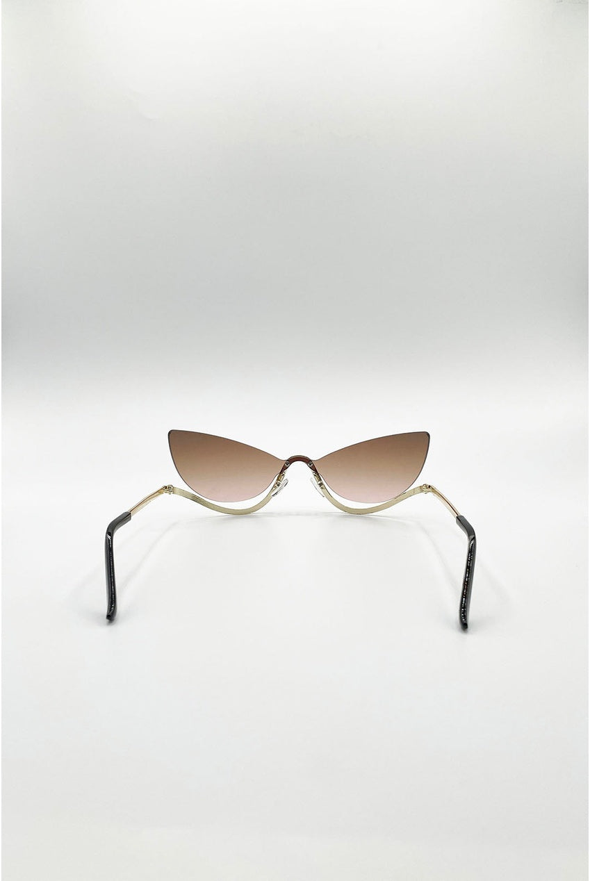 Butterfly Dimante Rimless Sunglasses In Brown SG2603606