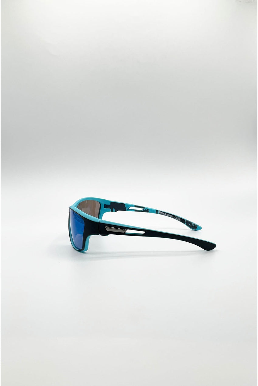 Basic Outdoor Sports Racer Sunglasses In Blue With Case SG2603720