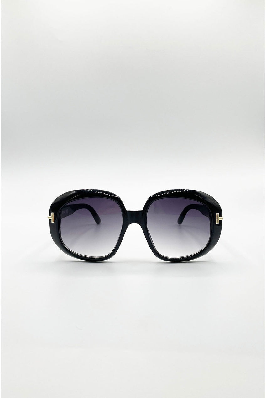 Bold Round Oversized Sunglasses In Black SG2603902