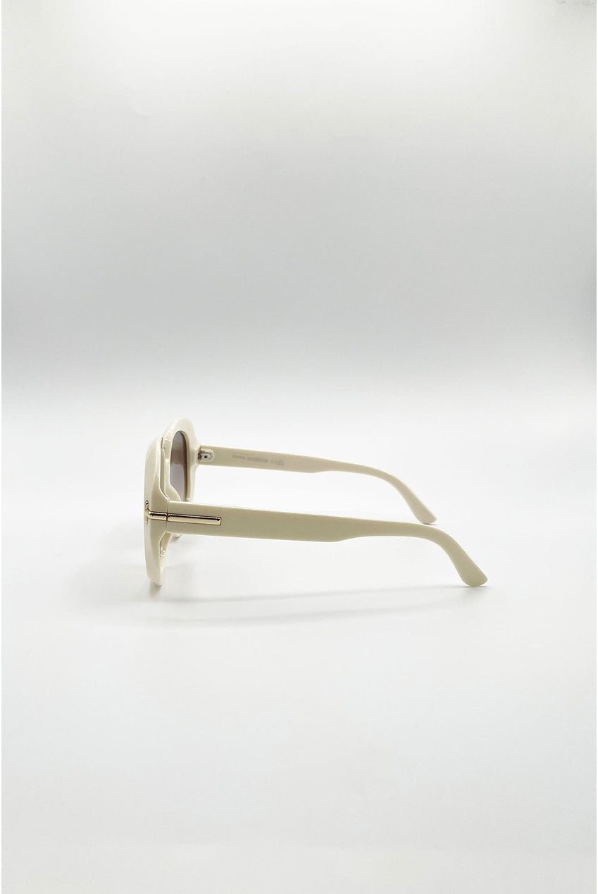 Bold Round Oversized Sunglasses In Cream SG2603930