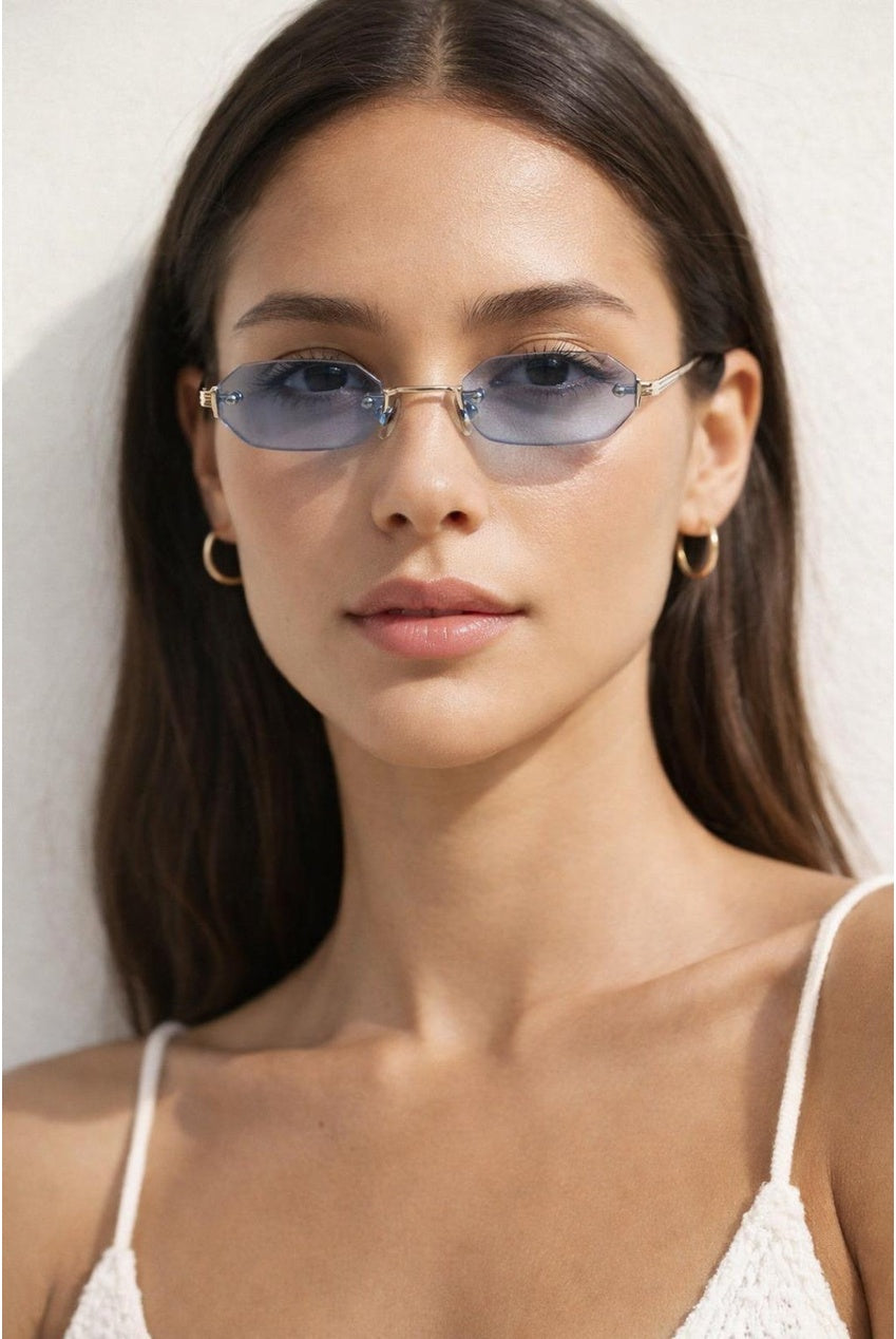 Rimless Oval Hexagon Sunglasses SG2604020