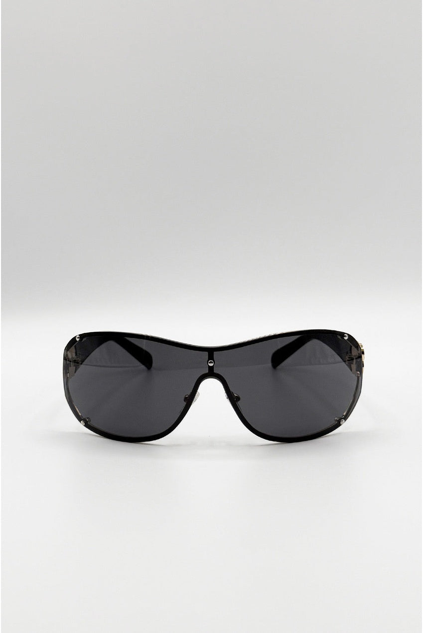 Vintage Rose Wrap Around Sunglasses In Black SG2604102