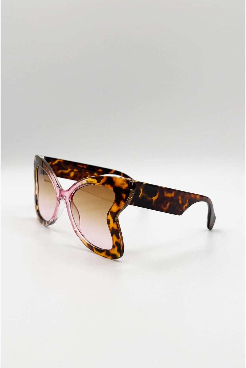 Oversized Butterfly Sunglasses In Pink Brown Leopard SG2604605