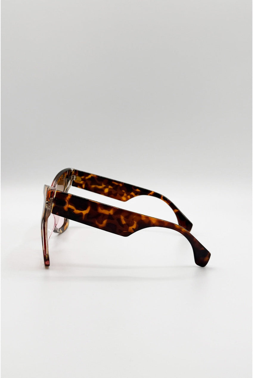 Oversized Butterfly Sunglasses In Pink Brown Leopard SG2604605