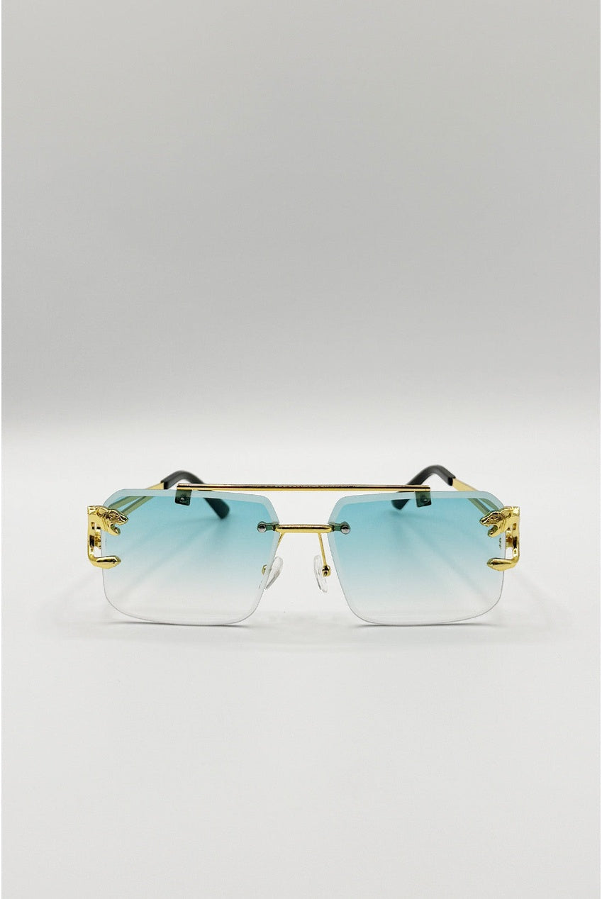 Rimeless Navigator With Side Detail Sunglasses In Blue SG2604720