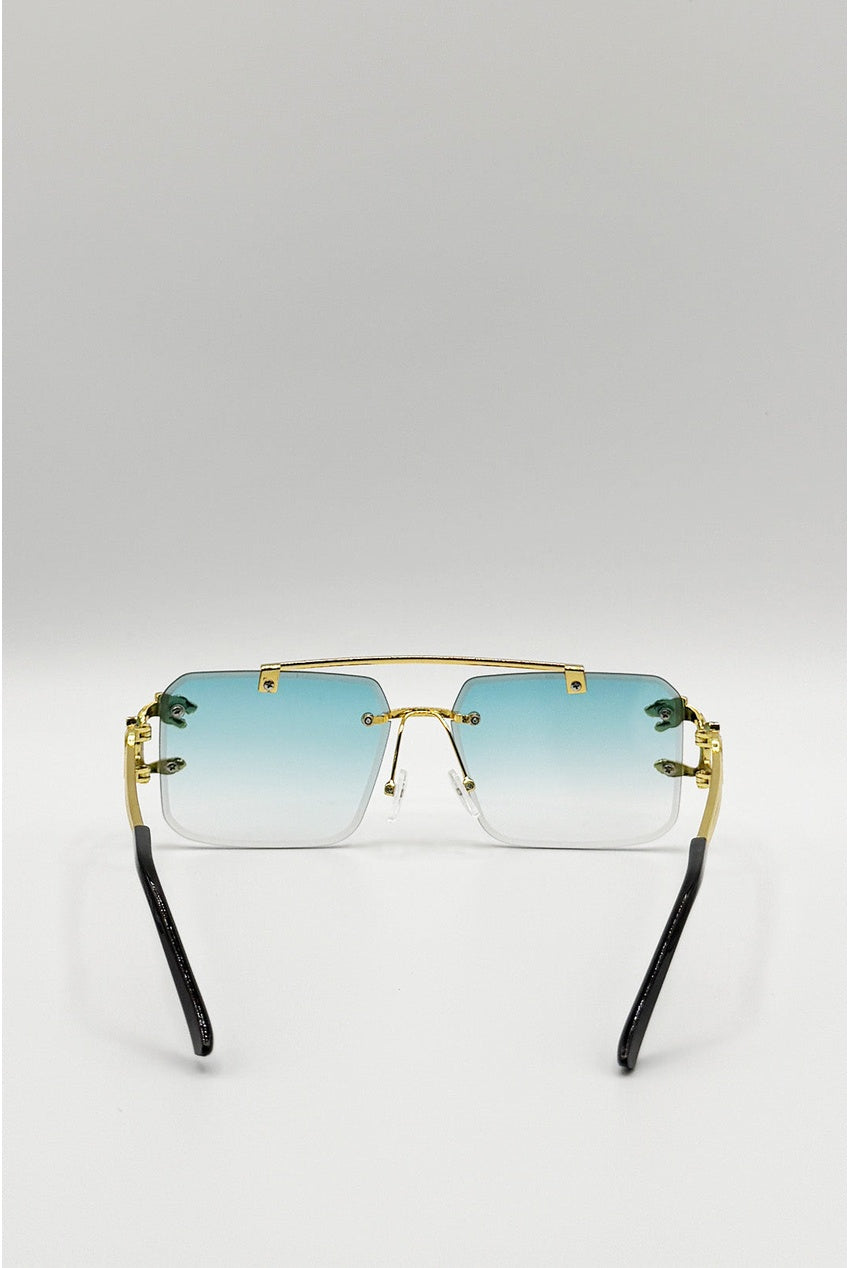 Rimeless Navigator With Side Detail Sunglasses In Blue SG2604720