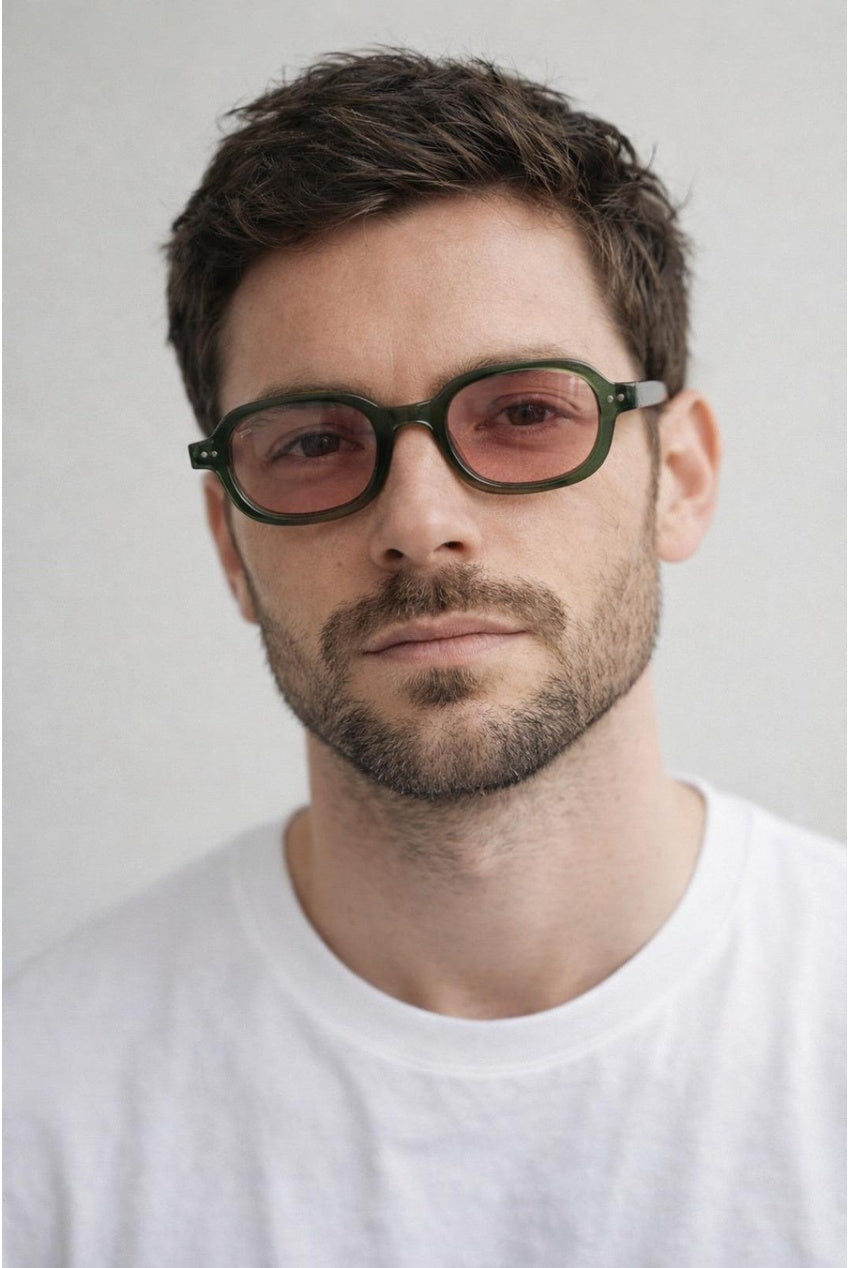 Retro Rounded Square Sunglasses In Green Pink SG2604817