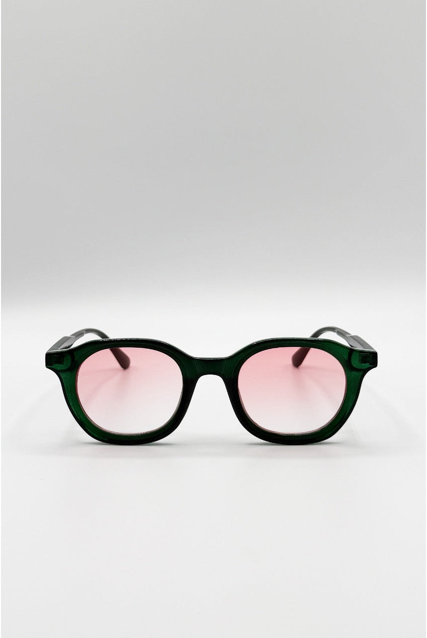 Bold Preppy Sunglasses In Green Pink SG2604917
