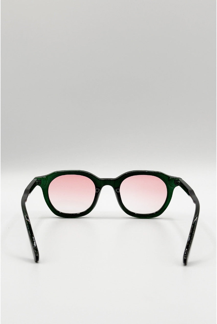 Bold Preppy Sunglasses In Green Pink SG2604917