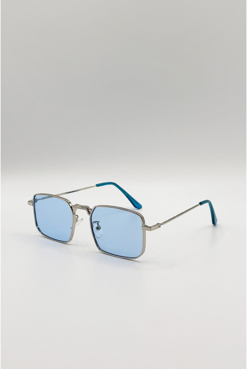 Vintage Metal Square Sunglasses In Blue SG2605020