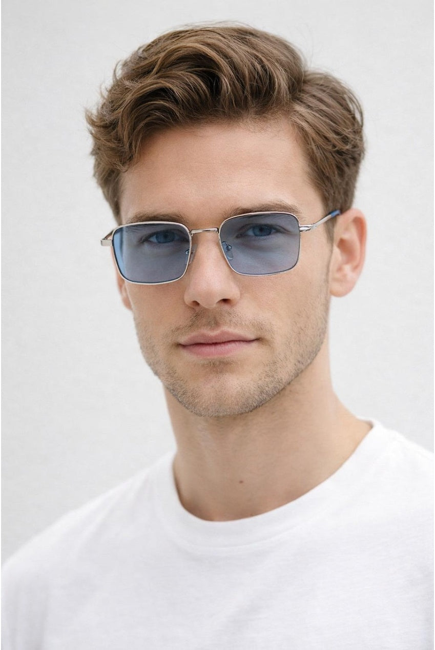 Vintage Metal Square Sunglasses In Blue SG2605020