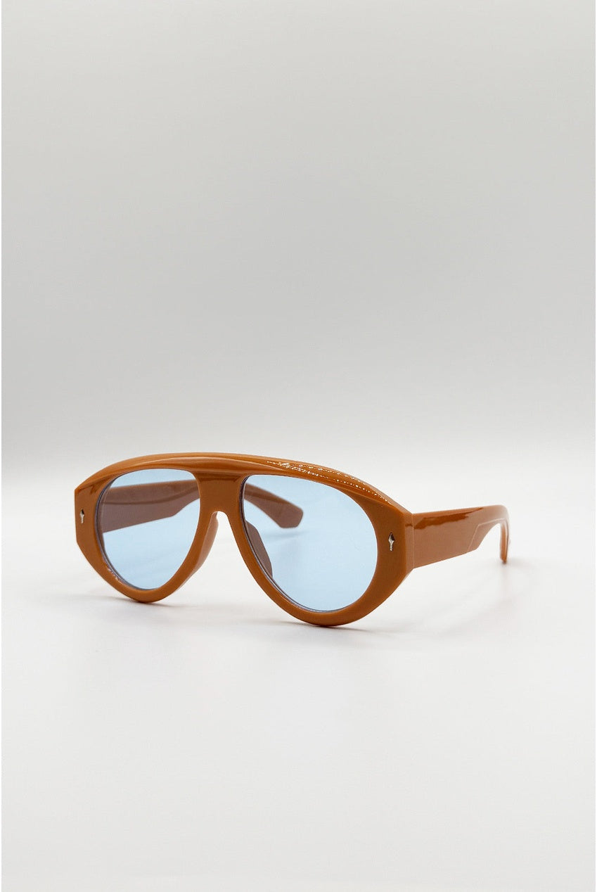 Oversized Bold Aviator Sunglasses In Orange SG2605413