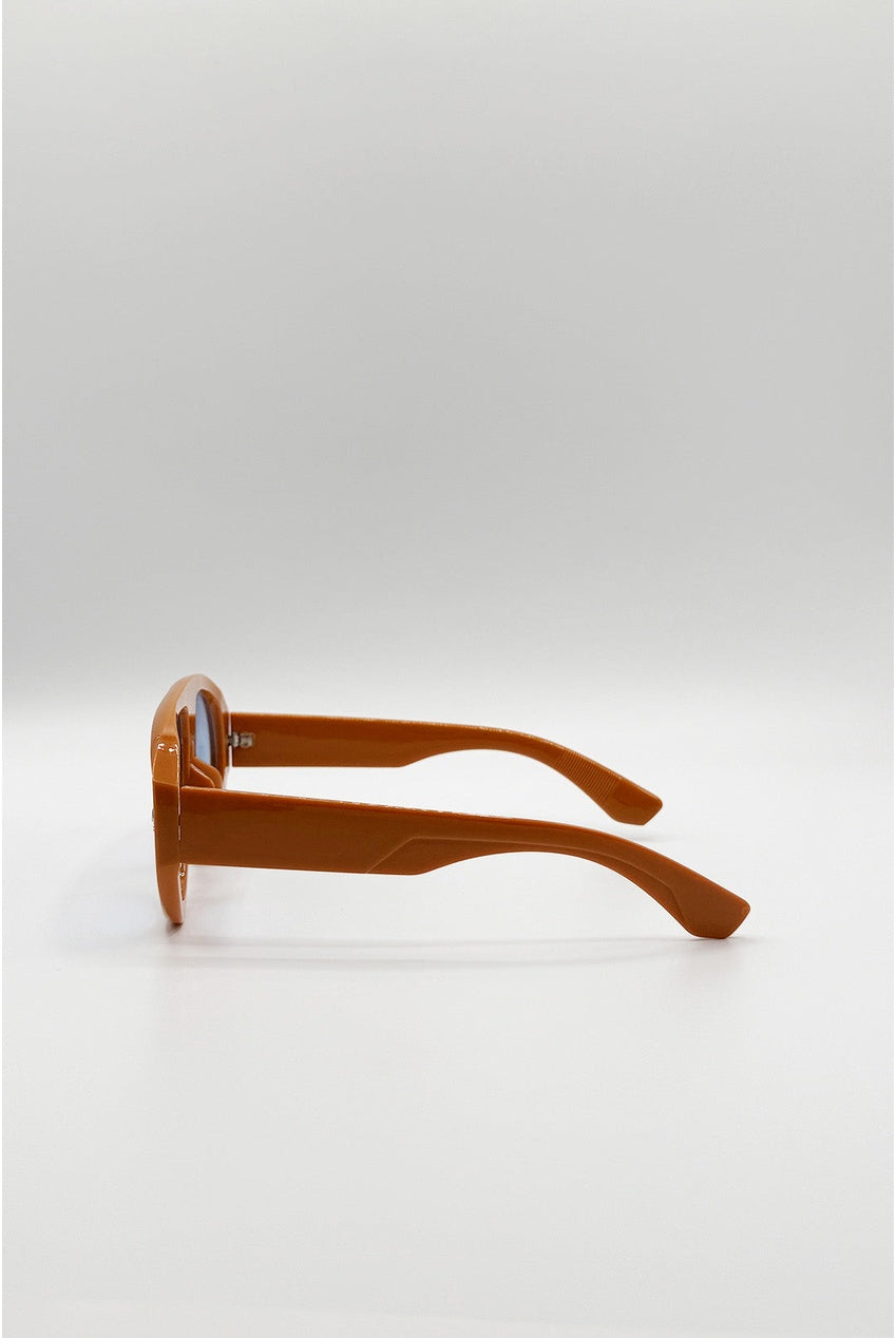 Oversized Bold Aviator Sunglasses In Orange SG2605413