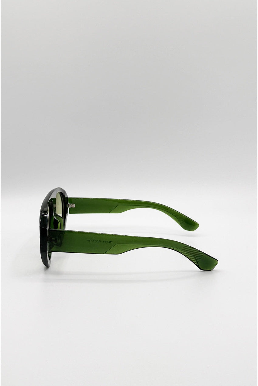 Oversized Bold Aviator Sunglasses In Green SG2605417