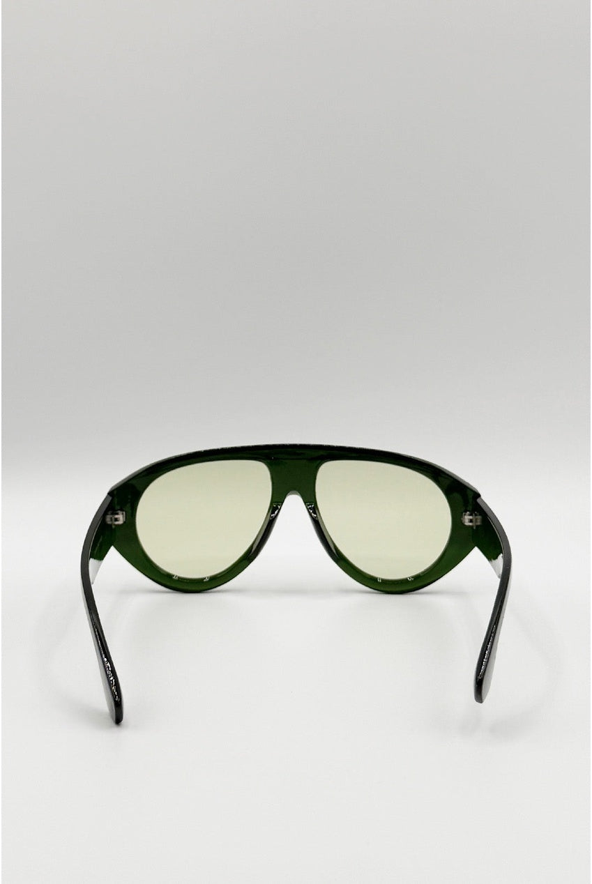 Oversized Bold Aviator Sunglasses In Green SG2605417