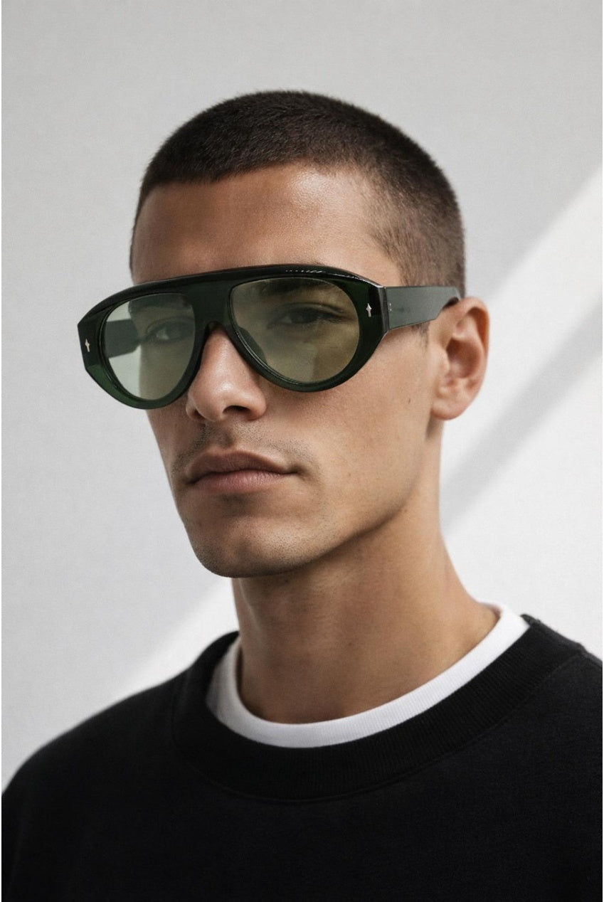Oversized Bold Aviator Sunglasses In Green SG2605417