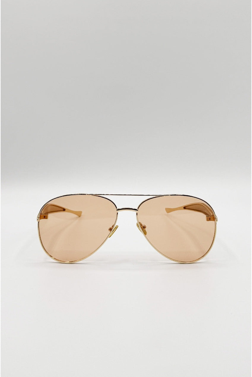 Metal Aviator Sunglasses With Chunky Arm SG2605606