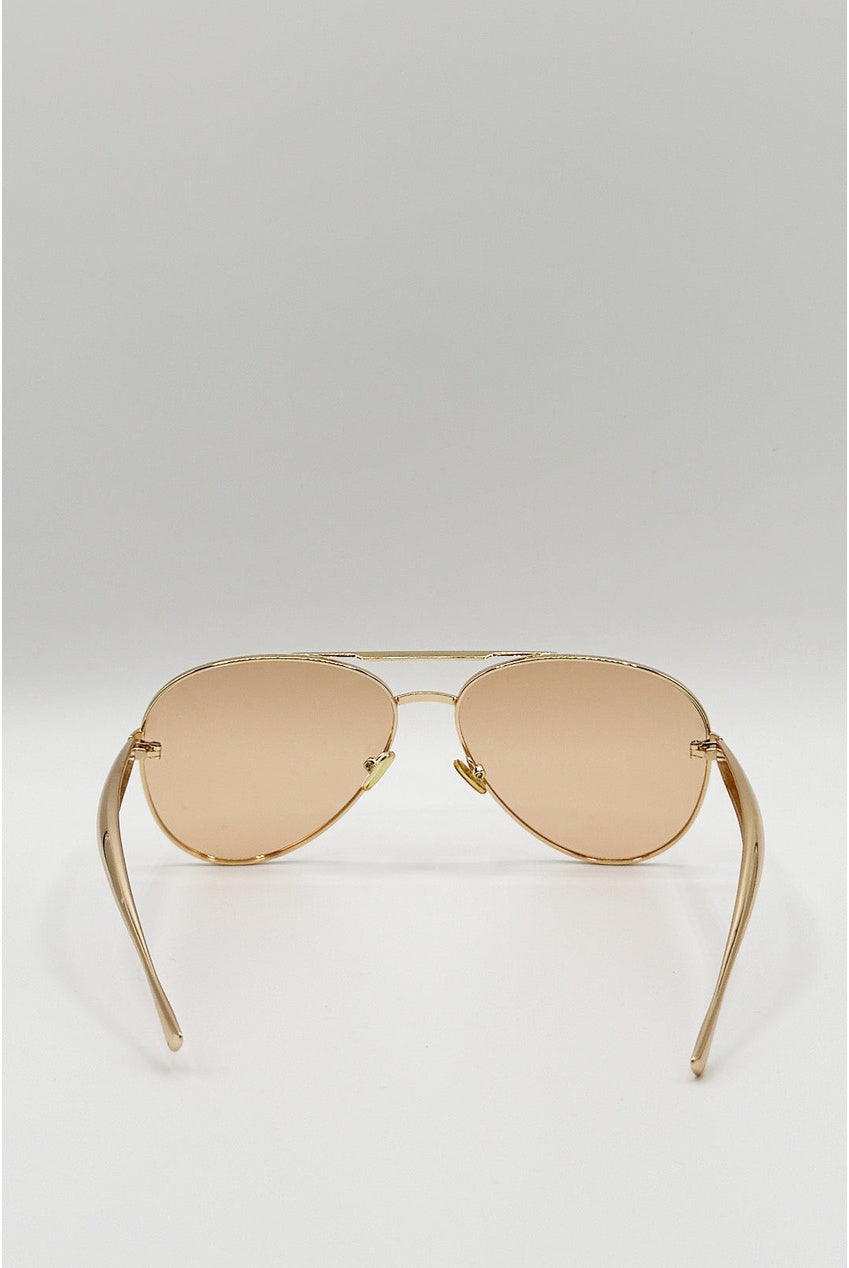 Metal Aviator Sunglasses With Chunky Arm SG2605606