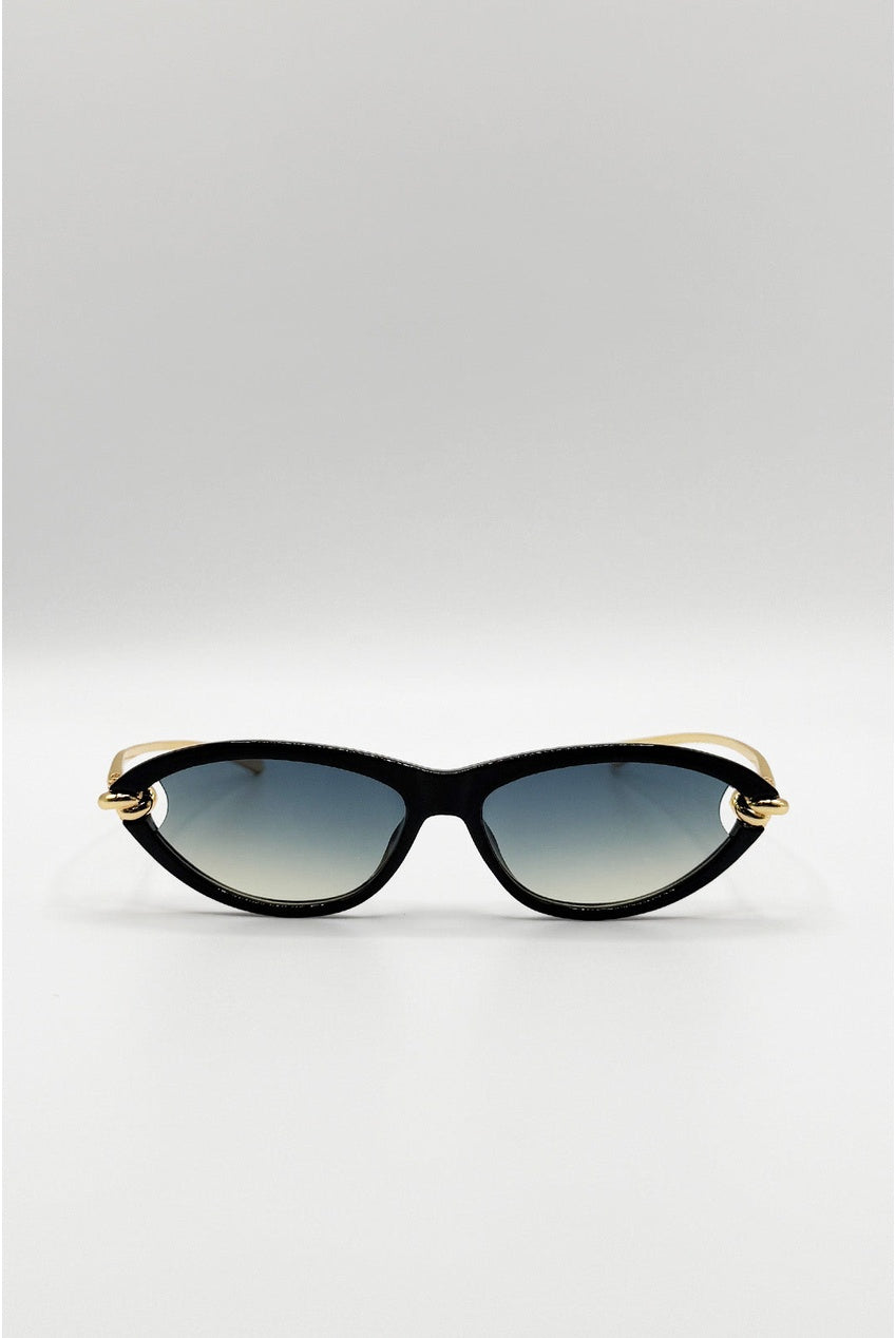 Bold Oval Angular Sunglasses In Black SG2605702