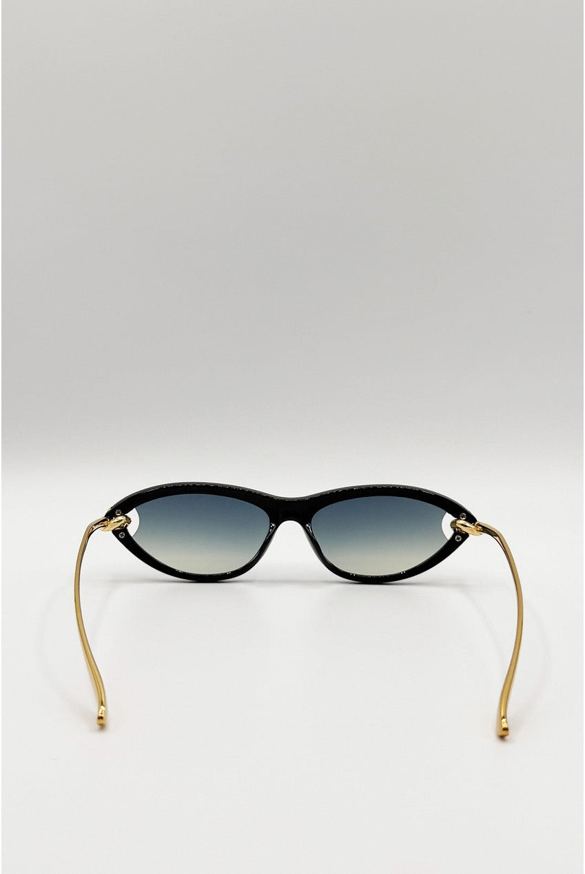 Bold Oval Angular Sunglasses In Black SG2605702