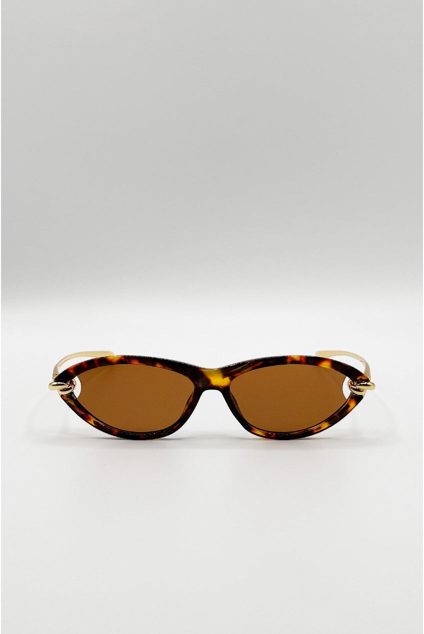 Bold Oval Angular Sunglasses In Tortoiseshell SG2605705