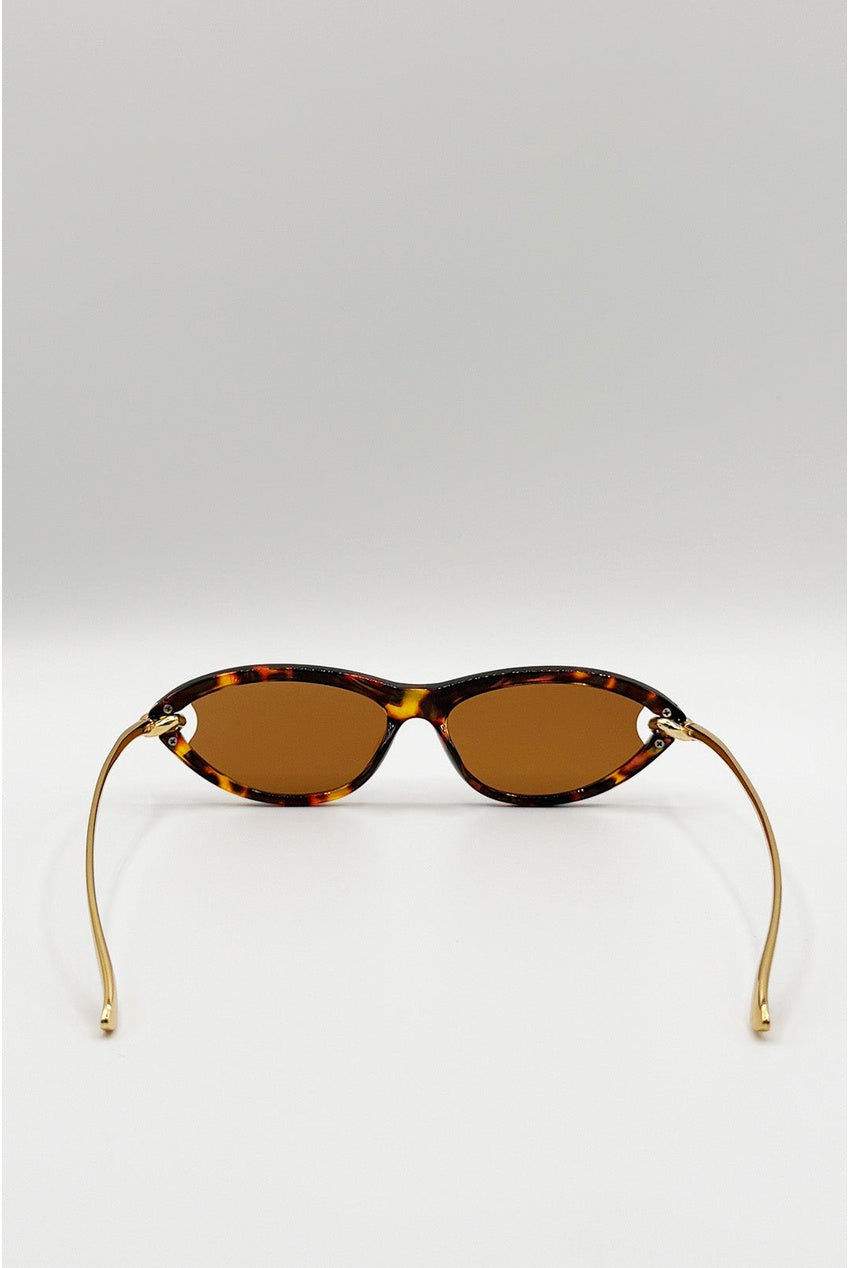 Bold Oval Angular Sunglasses In Tortoiseshell SG2605705