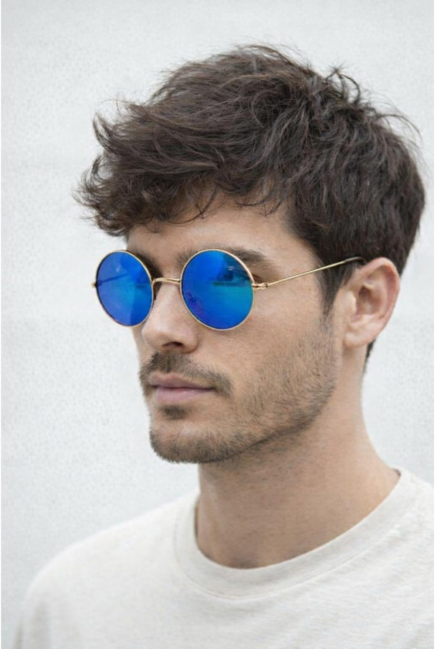 Round Metal Sunglasses In Shiny Silver SG2607120
