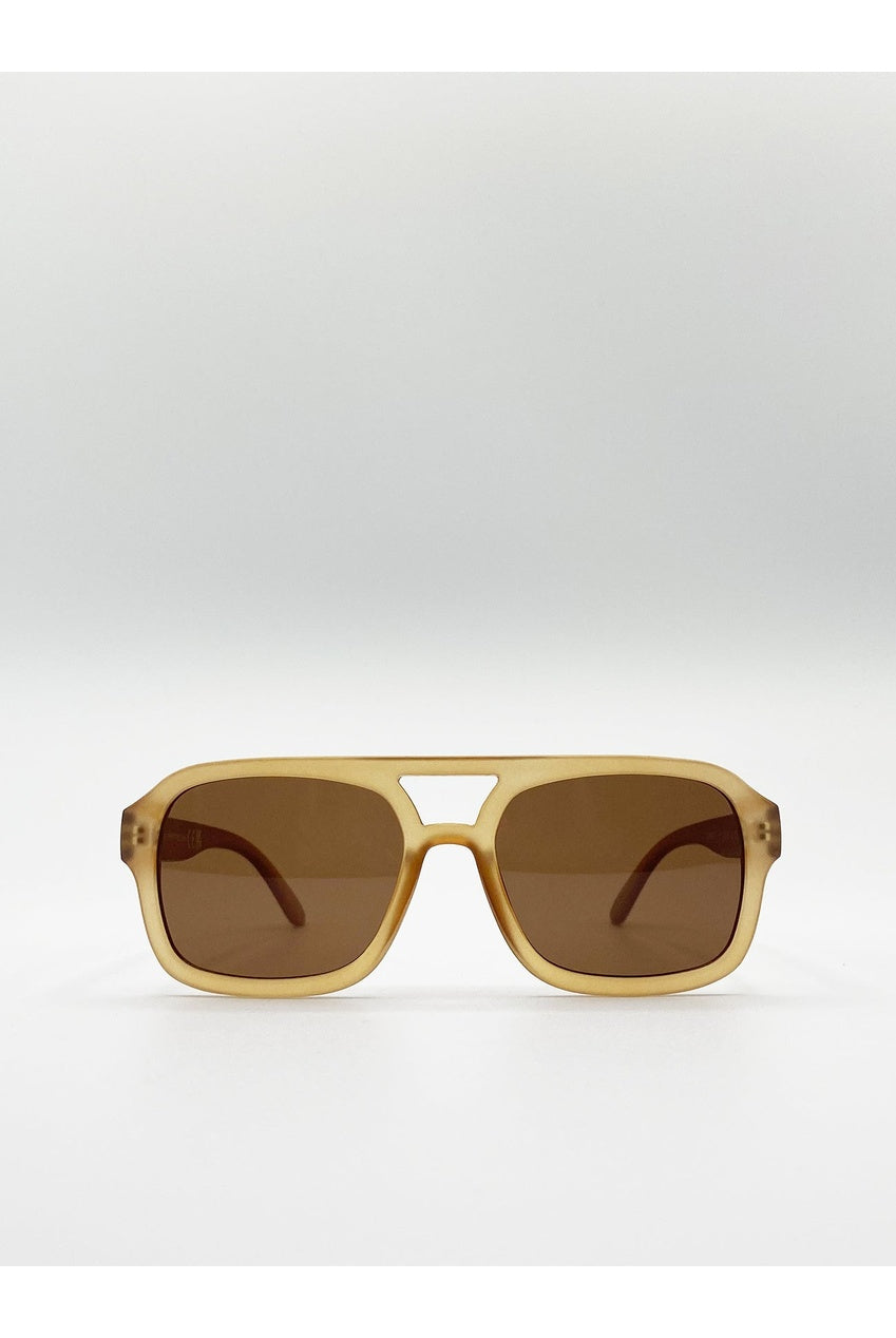 70's Navigator Sunglasses In Matte Sand SG2607408