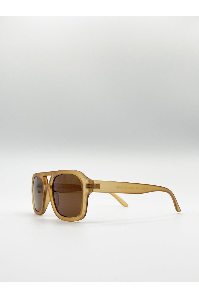 70's Navigator Sunglasses In Matte Sand SG2607408