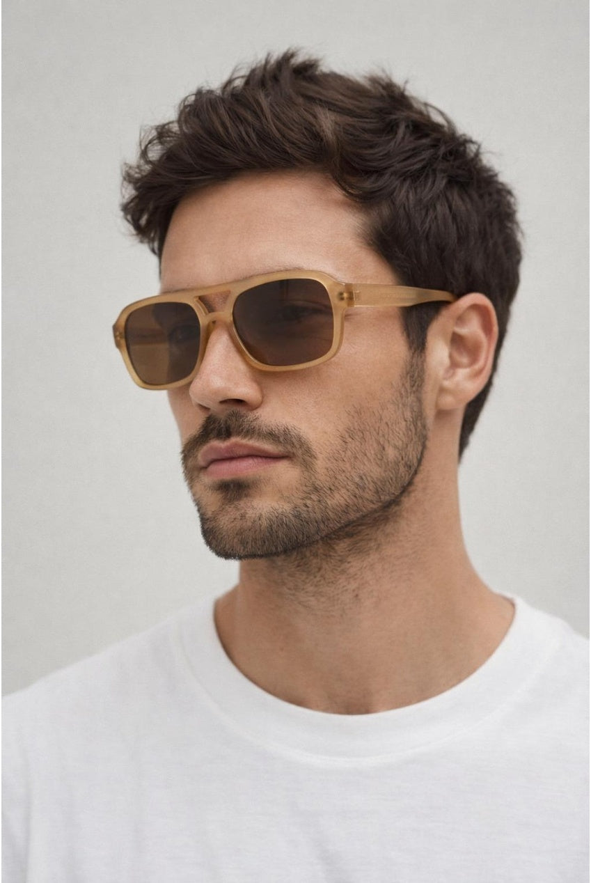 70's Navigator Sunglasses In Matte Sand SG2607408