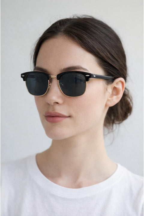 Black Clubmaster Sunglasses With Black Lenses by SVNX