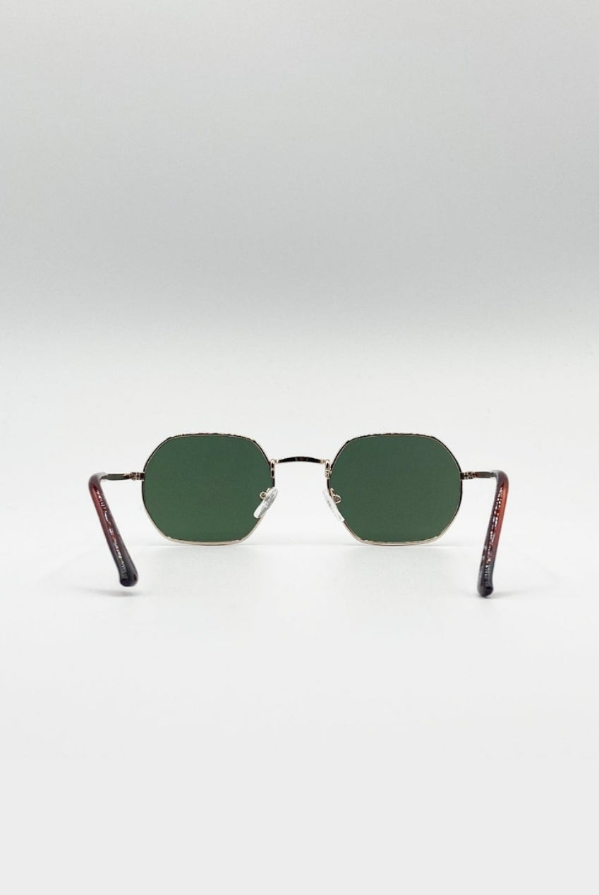 Hexagon Metal Frame Sunglasses In Gold SG2607924