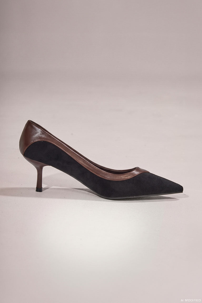Pointed Toe Women’s Stiletto Kitten Heels - Black SH20
