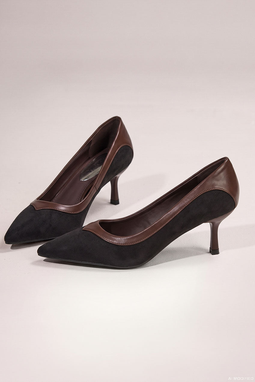 Pointed Toe Women’s Stiletto Kitten Heels - Black SH20