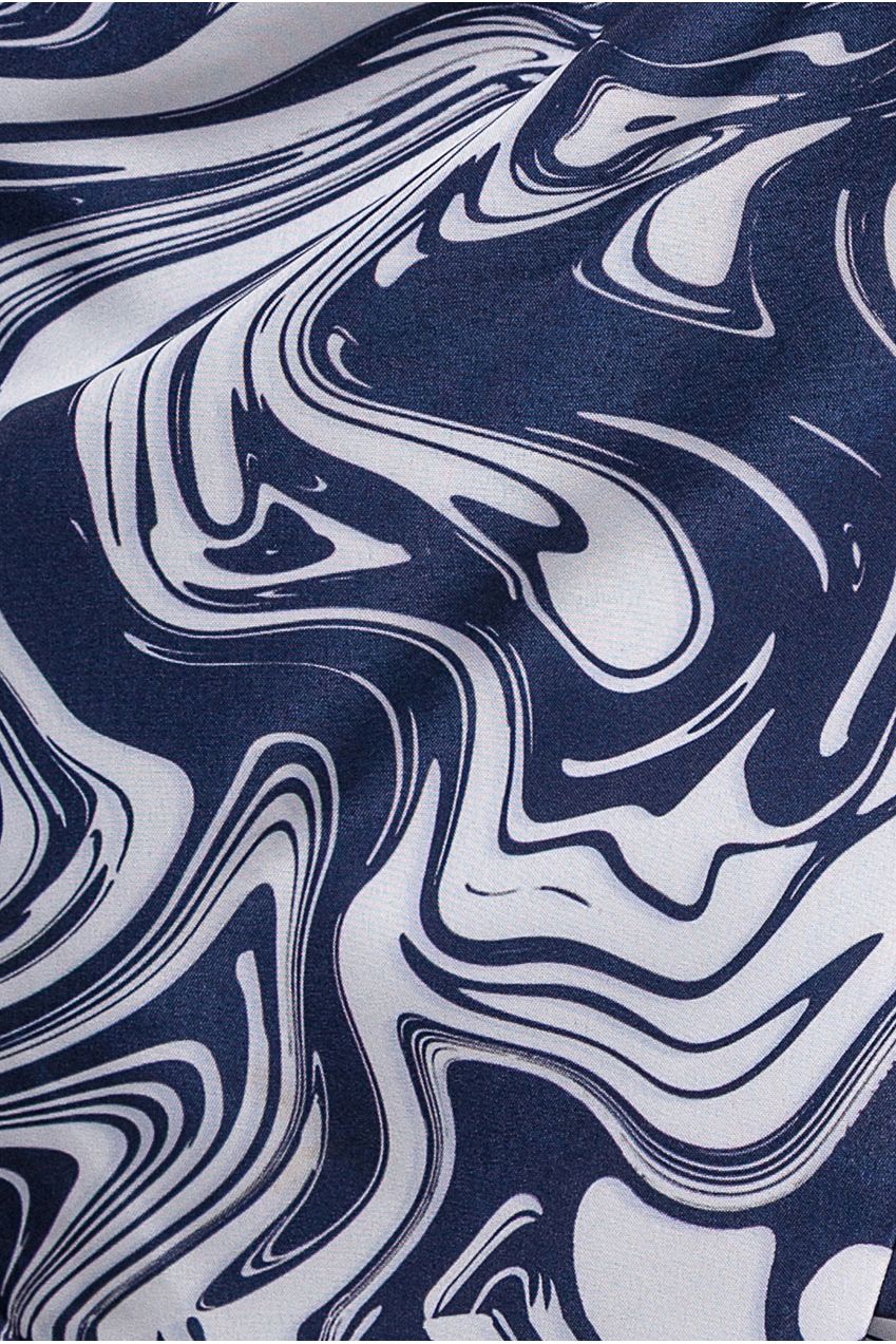 Printed High Waist Wrap Midi Skirt - Navy SK17